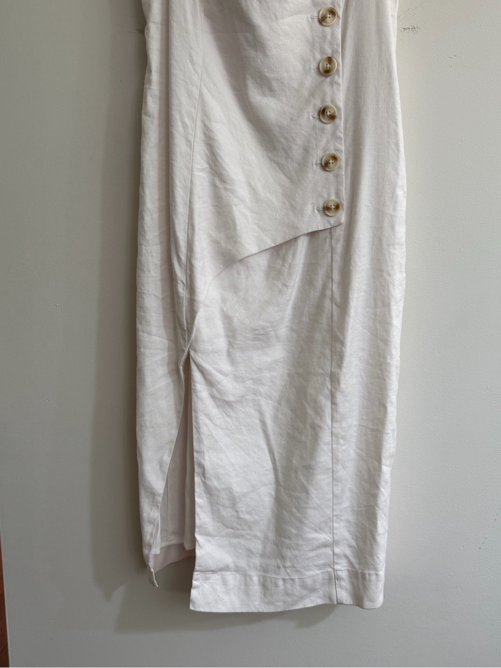 Anthropologie Sleeveless Square-Neck Linen Button Wrap Midi Dress Medium - Picture 5 of 14